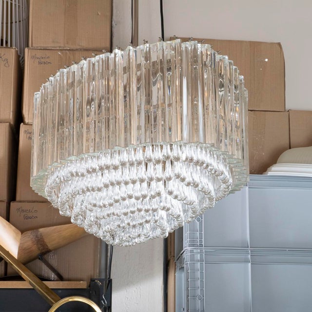 Venini Tiered glass prism chandelier by Venini For Sale - Image 4 of 10