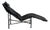 Vintage Scandinavian Black Leather Chaise Lounge Chair Mid Century Modern For Sale