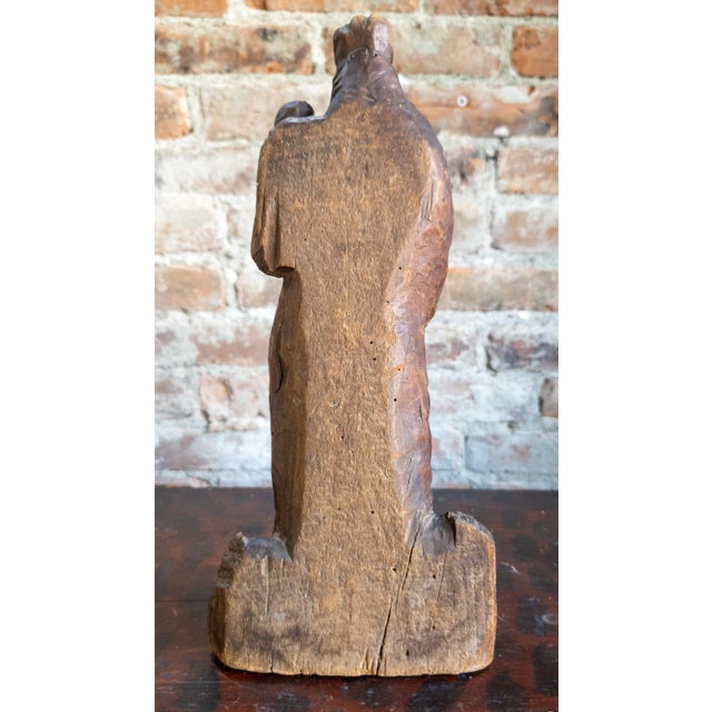Late 19th Century 19th Century Spanish Colonial Religious Carved Santos Figure of the Madonna and Child For Sale - Image 5 of 13
