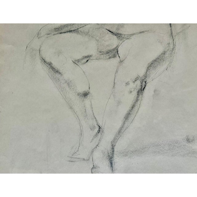 Black Pair Mid-Century Nude Man & Woman Drawings For Sale - Image 8 of 14