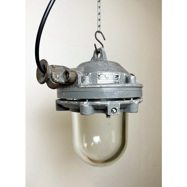 Gray Dark Grey Cast Aluminium Explosion Proof Lamp from Elektrosvit, 1970s For Sale - Image 8 of 18