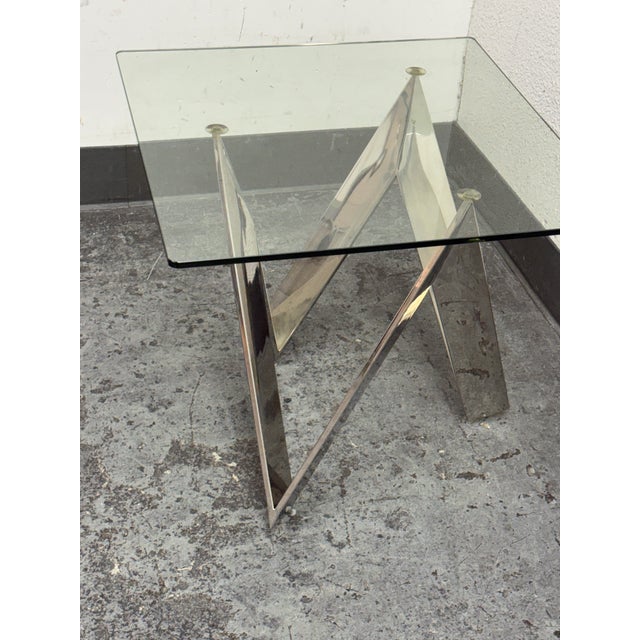 Calvin Chrome + Glass Side Tables, Pair For Sale - Image 4 of 12