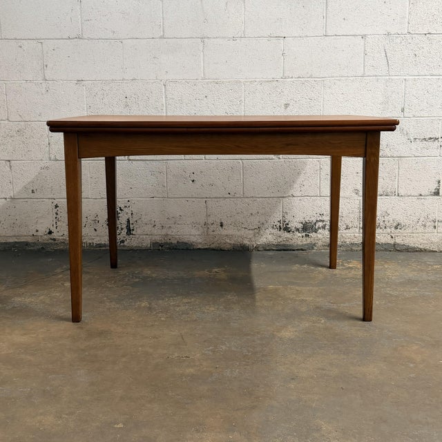 Vintage Danish 1950s Mid-Century Teak & Oak Extendable Dining Table With Two Pull-Out Leaves For Sale - Image 10 of 16