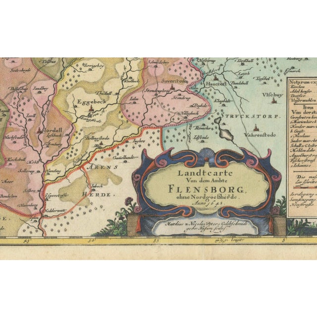 Cartographic Depiction of Flensburg and Surrounding Territories, 1648 For Sale - Image 3 of 8