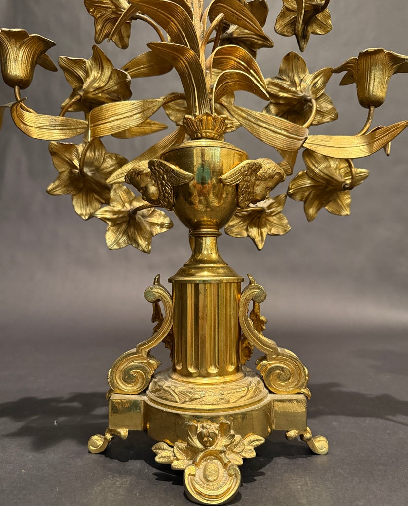 Late 19th Century Pair of French Napoleon III Gilt Bronze Floral