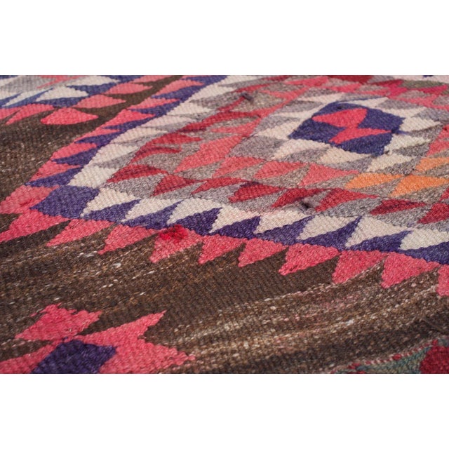 Brown Vintage Tribal Pink Kilim Rug, 5 x 10.7 For Sale - Image 8 of 11