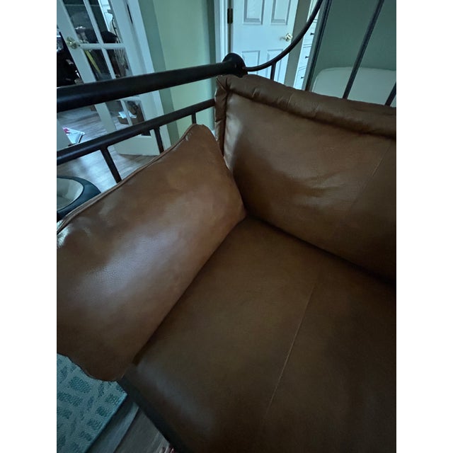 Thomasville El Toro Leather & Wrought Iron Loveseat From Thomasville Furniture’s Hemingway Collection For Sale - Image 14 of 15