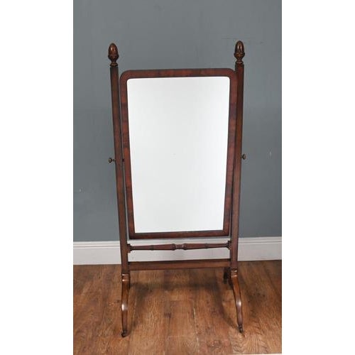 A fine Regency Revival cheval mirror in richly figured mahogany, elegant in both proportion and detailing Antique piece -...