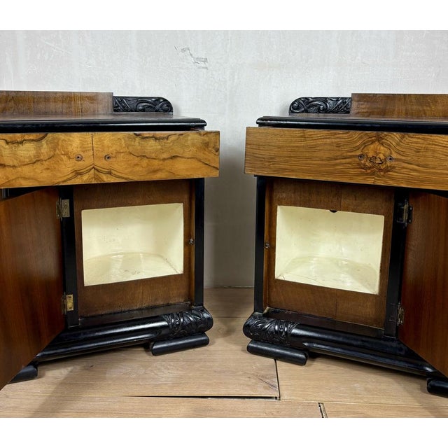 Art Deco Nightstands with Columns, 1940, Set of 2 For Sale - Image 6 of 12