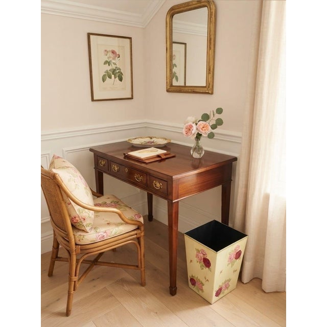 Vintage Hand-Painted Floral Metal Wastebasket For Sale - Image 12 of 12