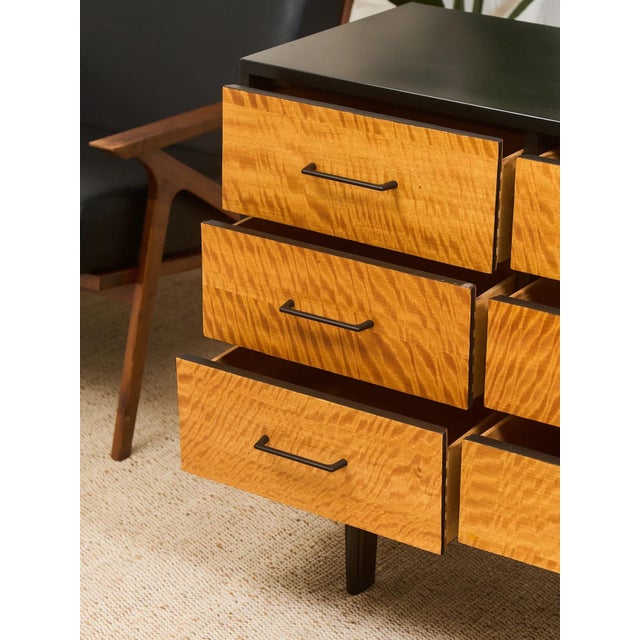 Mid 20th Century Black and Mahogany Mid-Century Nine Drawer Dresser For Sale - Image 4 of 11