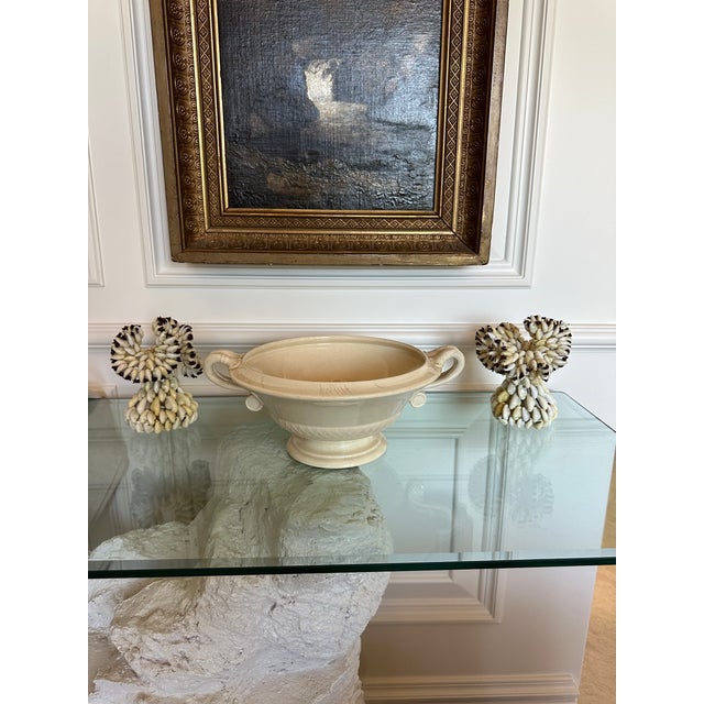 Vintage Art Deco Sarreguemines France Porcelain Bowl, Footed With Handles For Sale - Image 15 of 16