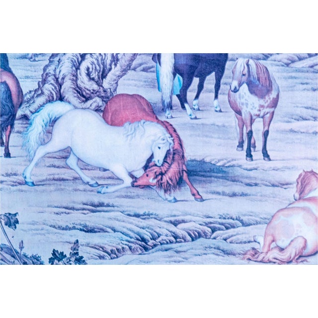 Late 20th Century Framed Giuseppe Castiglione Eight Horses Chinoiserie Print in Faux Bamboo Frame For Sale - Image 10 of 16