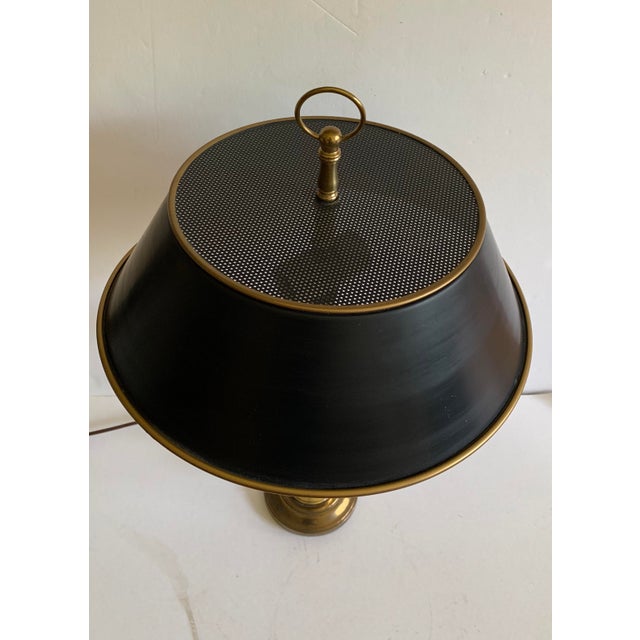 Vintage Bouillotte Brass Candlestick Lamp With Black Tole Shade Chairish