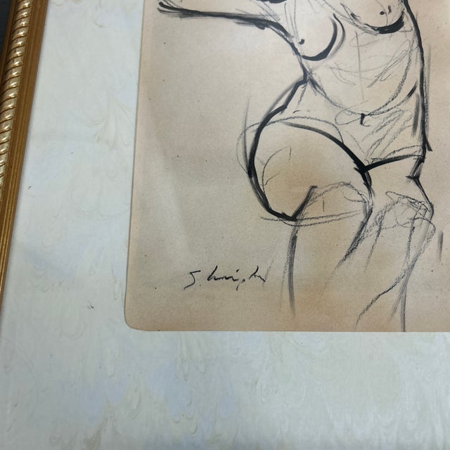 Two Contemporary Original Stephen Heigh Abstract Female Nude Marker / Charcoal Drawings - Set of Two For Sale - Image 4 of 7