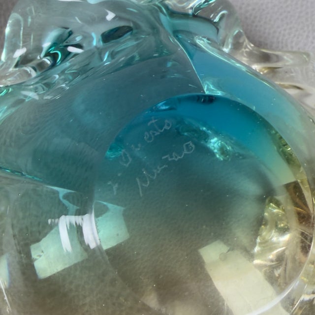 Teal Murano Glass Centerpiece by Luigi Onesto, 1970s For Sale - Image 8 of 14