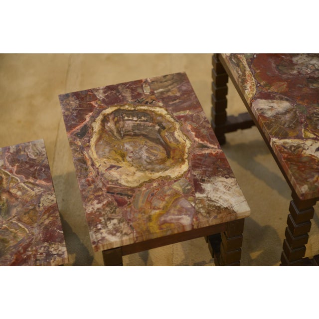 Nesting Tables with Petrified Wood Tops, 1960s, Set of 3 For Sale - Image 10 of 11