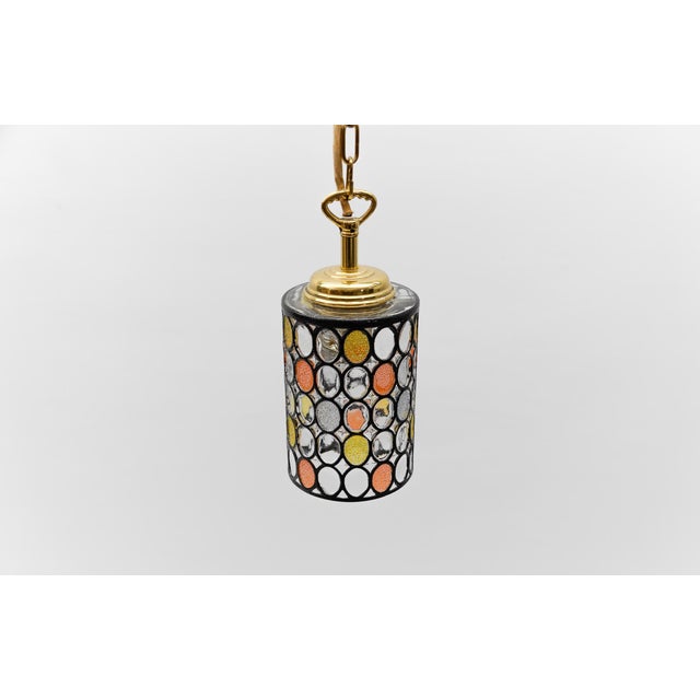 Metal Multicolored Glass Hanging Lamp from Limburg, 1960s For Sale - Image 7 of 9