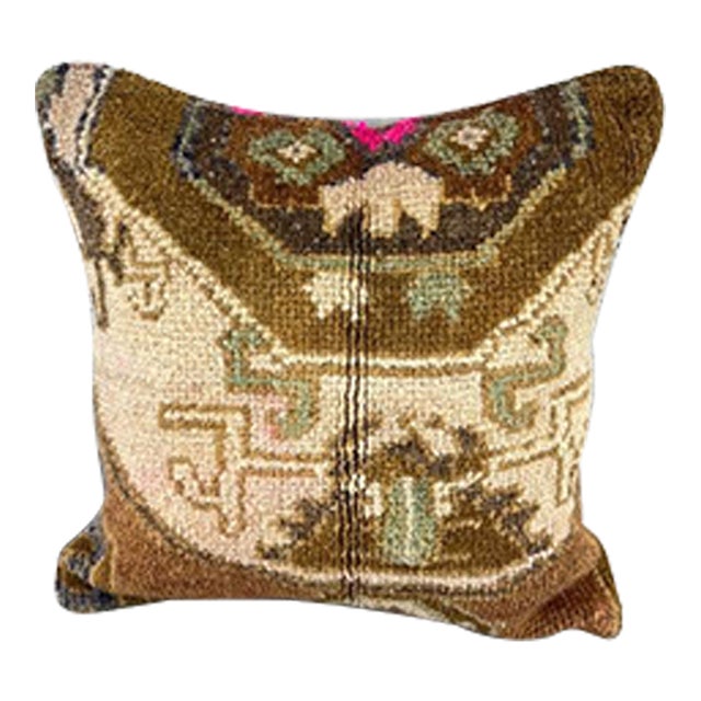 20 x 20 Rug Pillow Whispering Mists Turkish Pillow Cushion Cover For Sale