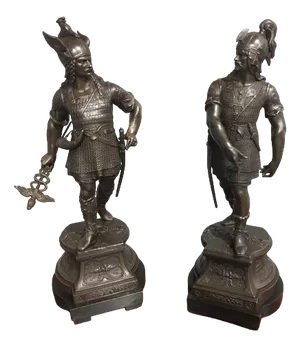 Large Vintage Spelter Figures, Set of 2