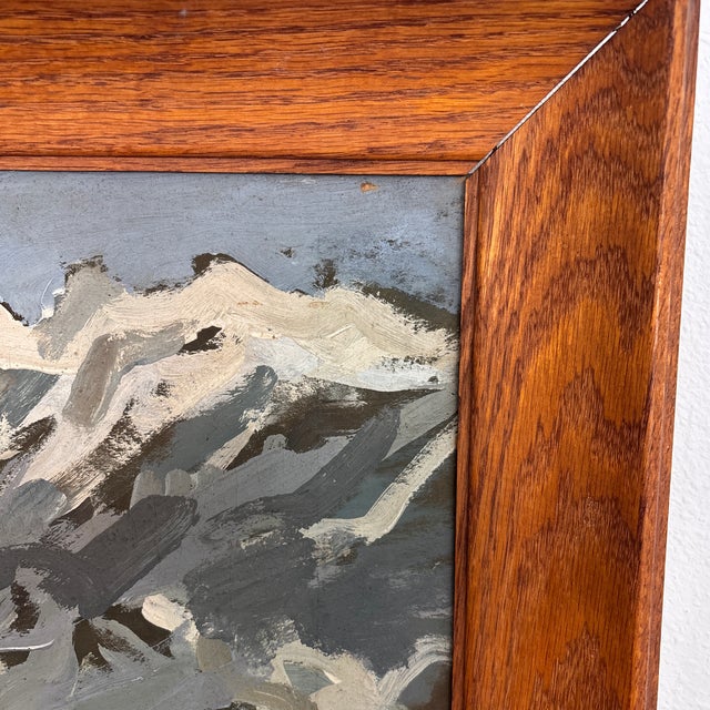 Gray Mid-Century Oil Painting Village in the Mountains by Wilhelm Kaufman For Sale - Image 8 of 11