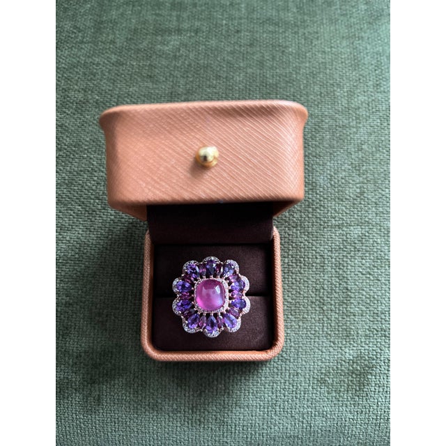 Baroque Classic Italian Bochic "Capri" Ruby & Amethyst Ring Set In 18K Gold & Silver For Sale - Image 3 of 18