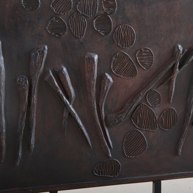 1980s French Cast Iron Sculpture with Abstract Motifs by René Coutelle For Sale - Image 13 of 18