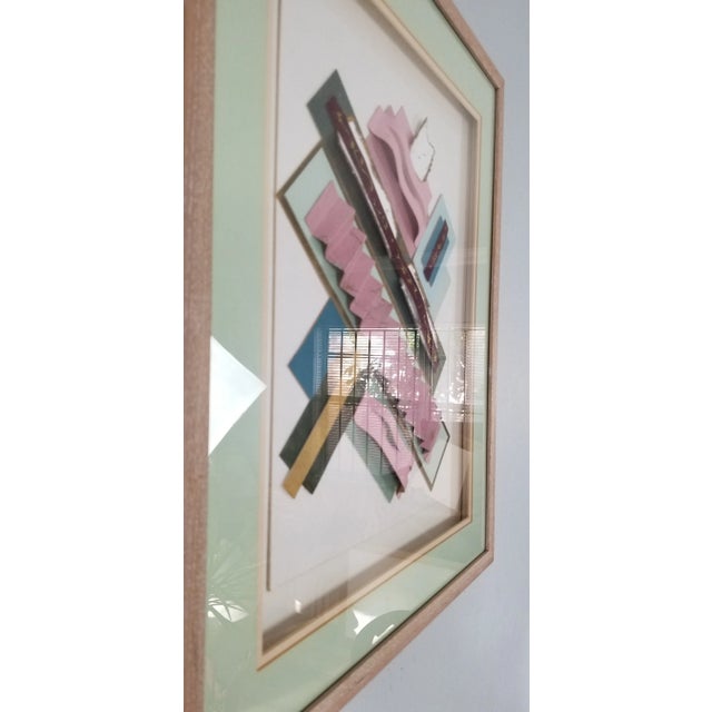 Pink 1980s 80s Tienel Postmodern Geometric Collage Wall Art / Painting For Sale - Image 8 of 10