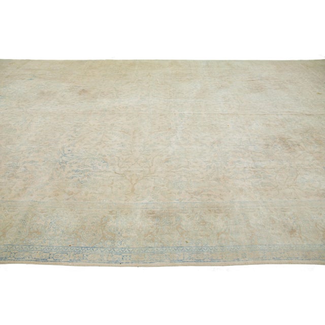 1910s Oversized Antique Indian Agra Wool Rug Handmade With Floral Pattern For Sale - Image 4 of 9