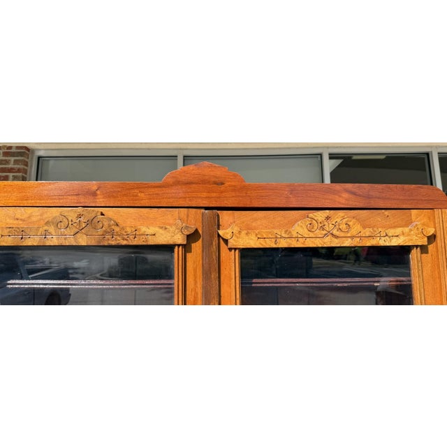 Wood 1920’s Art Deco Mahogany & Burled Walnut Bookcase For Sale - Image 7 of 11