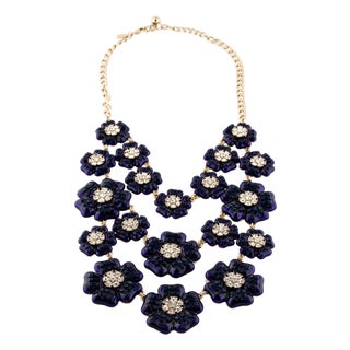 Kate Spade Necklace Floral Collar Collier Enamel Crystal Bib Adjustable Carroll Gardens For Sale