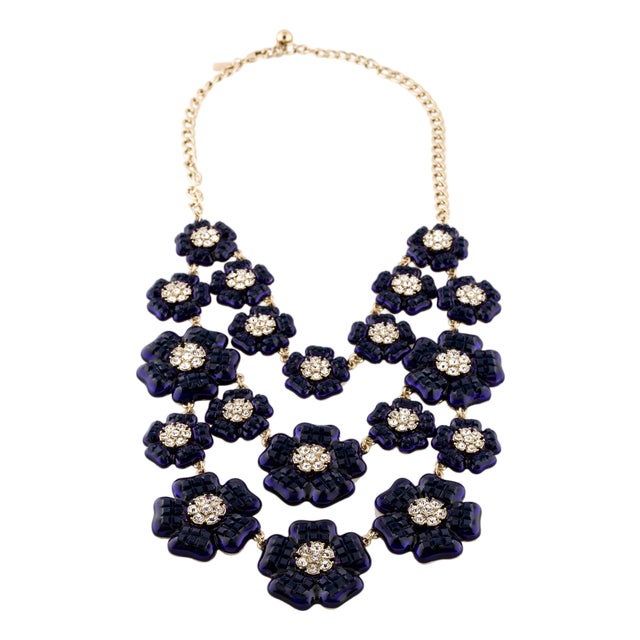 Kate Spade Necklace Floral Collar Collier Enamel Crystal Bib Adjustable Carroll Gardens For Sale
