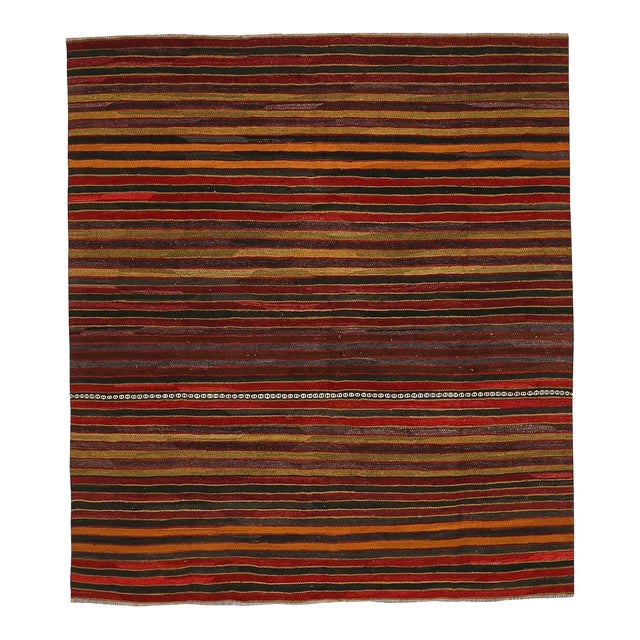 Mid 20th Century Striped Vintage Turkish Kilim Rug For Sale