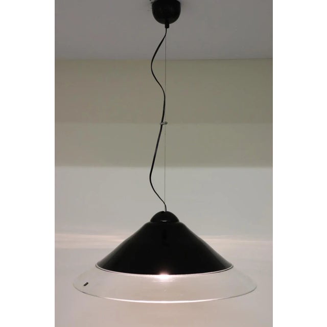 Chiaroscuro Murano Pendant Lamp. Hand Blown Black-Crystal Glass Diffuser. Manufactured by ITRE. Glass Dimensions: Diameter...
