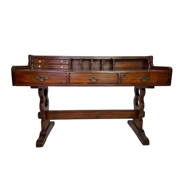 Early 20th Century Early 20th Century Victorian Solid Pine Writing Desk With Hutch For Sale - Image 5 of 17