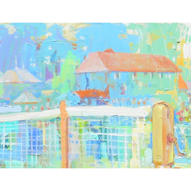 Figurative 1970s Wimbledon Tennis Impressionist Impasto Painting by Peggy Hussey For Sale - Image 3 of 4
