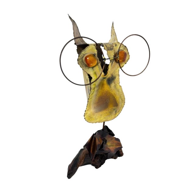 1970s Brass Owl Sculpture For Sale - Image 4 of 6