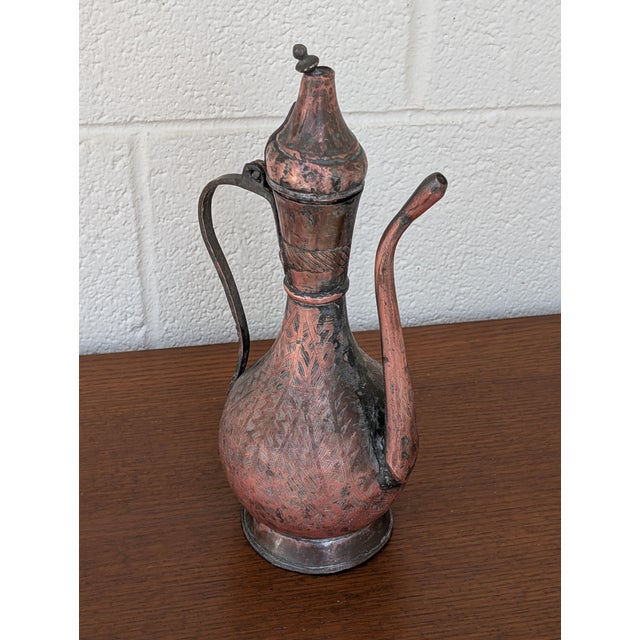 Copper Antique Etched Middle East Turkish Ottoman Copper Jug/Pitcher For Sale - Image 8 of 8