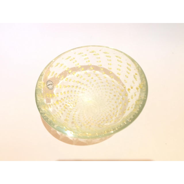 Glass Gold Infused Bubbles Italian Murano Glass Bowl For Sale - Image 7 of 12