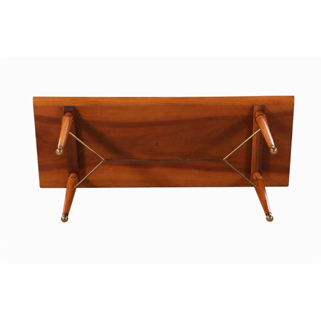 Danish Modern Style Teak and Brass Coffee Table, Mid-20th Century For Sale - Image 4 of 7
