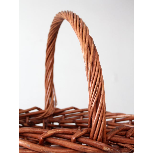 Vintage Large Willow Gathering Basket With Tall Handle For Sale - Image 15 of 16