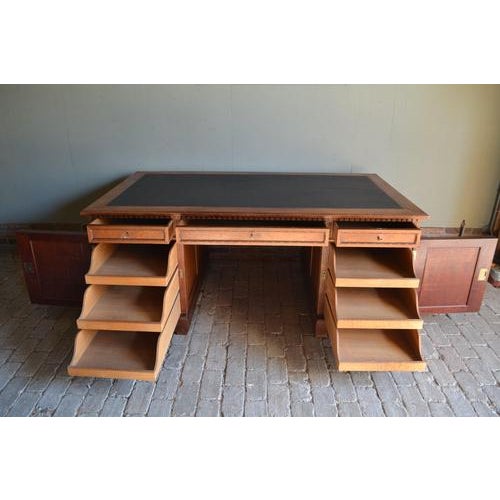 19th-century Dutch mahogany Partner desk, bureau, writing table. The height is 75 cm. The width is 175 cm. The depth is...