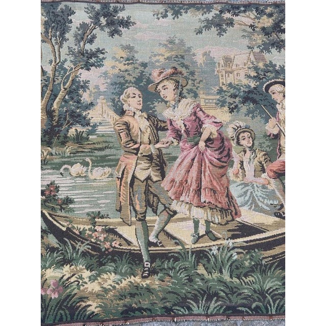 "Experience the timeless elegance of this exquisite French Aubusson style tapestry, capturing the essence of a gallant...