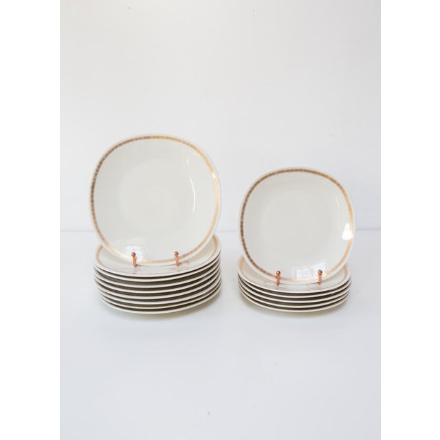 Ceramic Porcelain Plates Plumes with Fine Gold from Limoges Raynaud, 1960s, Set of 15 For Sale - Image 7 of 7