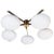 Modernist Brass & Frosted Glass Five-Arm Globe Chandelier For Sale