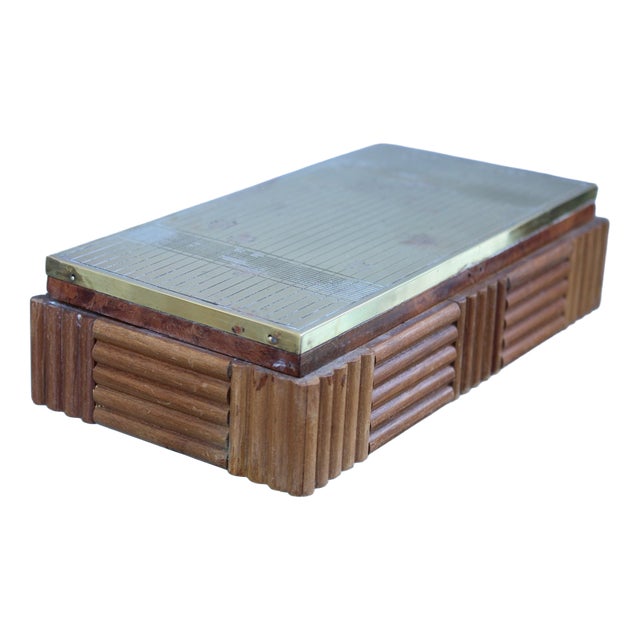 Wooden and Brass Tobacco Box, 1970s For Sale