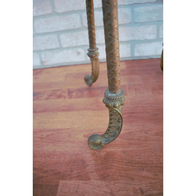 Antique French Victorian Three Tier Brass and Oxyn Pedestal Stand For Sale - Image 11 of 12