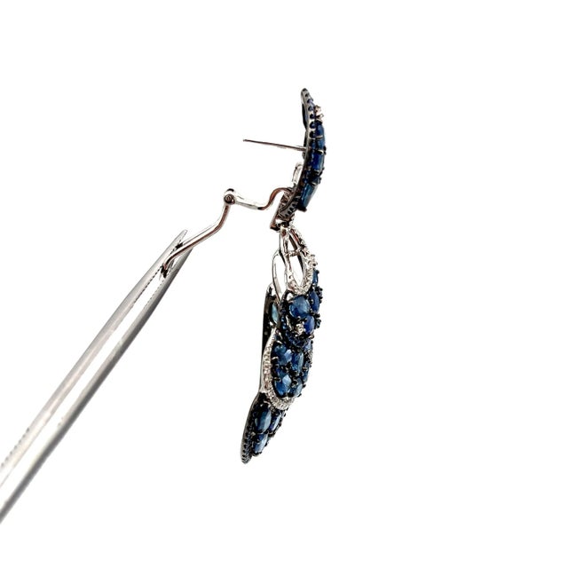 Modern 39.67 Ct Natural Sapphire & Diamond Dangle Earrings - 2 Pieces For Sale - Image 3 of 5