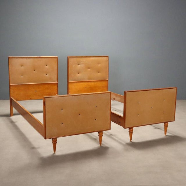 Vintage Beds in Wood and Skai, 1960s, Set of 2 For Sale - Image 11 of 11
