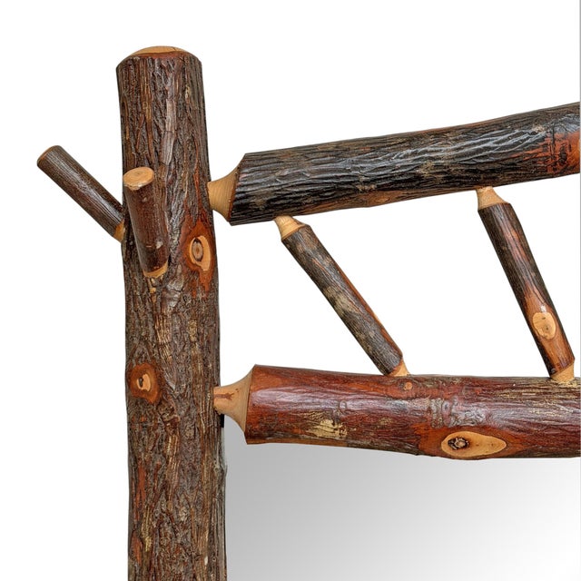 Rather Large Vintage Old Hickory Framed Mirror For Sale - Image 4 of 8